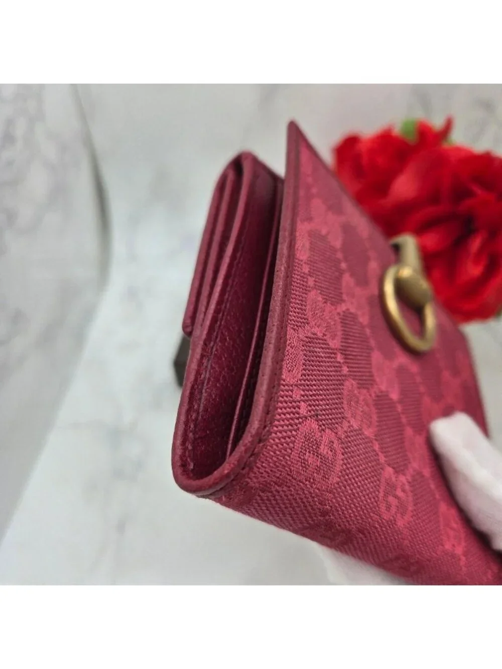 Gucci Fold Wallet GG Canvas Pink